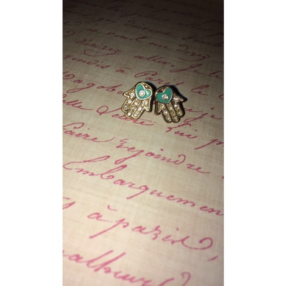 Hamsa hand with evil eye earrings